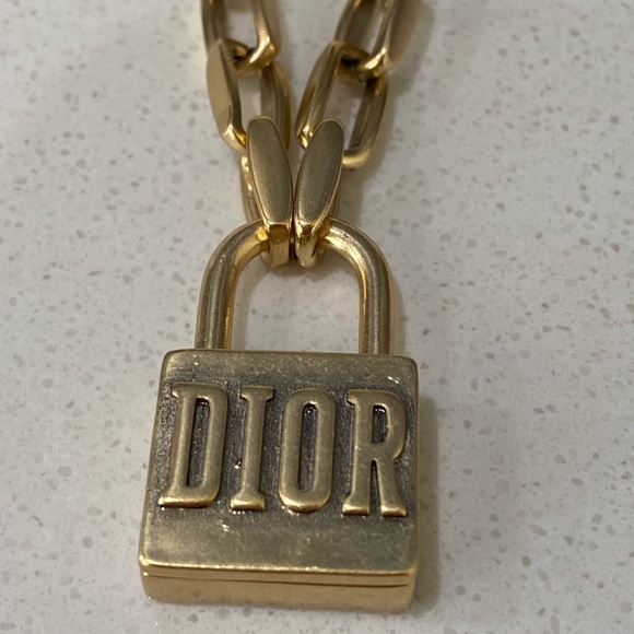 Christian Dior Aged Gold Lucky Locket Necklace Padlock - Picture 2 of 7